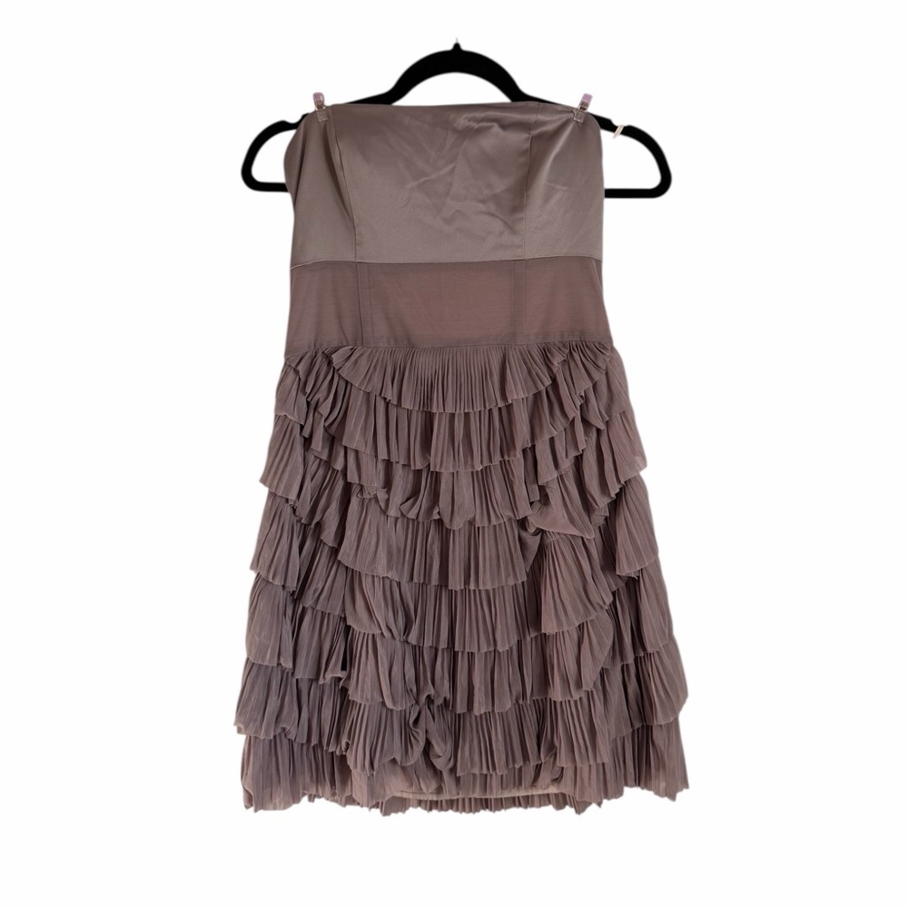 MM Couture Grey Strapless Y2K Party Dress Ruffle Skirt Womens Sz Medium